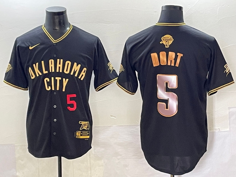 Men 2025 Oklahoma City Thunder #5 Dort black Nike Joint Name NBA Jersey style 3
